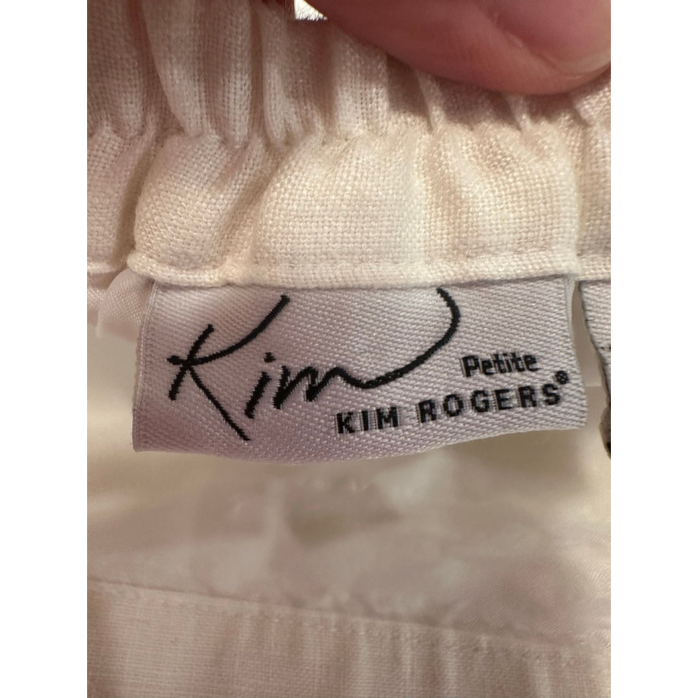 Kim Rogers Petite Linen Skirt Set White Ruffle Blazer Midi Skirt PL - Picture 8 of 16